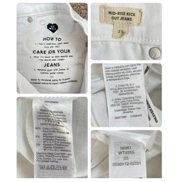 Madewell Mid-Rise Kick Out Crop Jeans in Pure White Style NI961 Size 25 - Picture 11 of 16